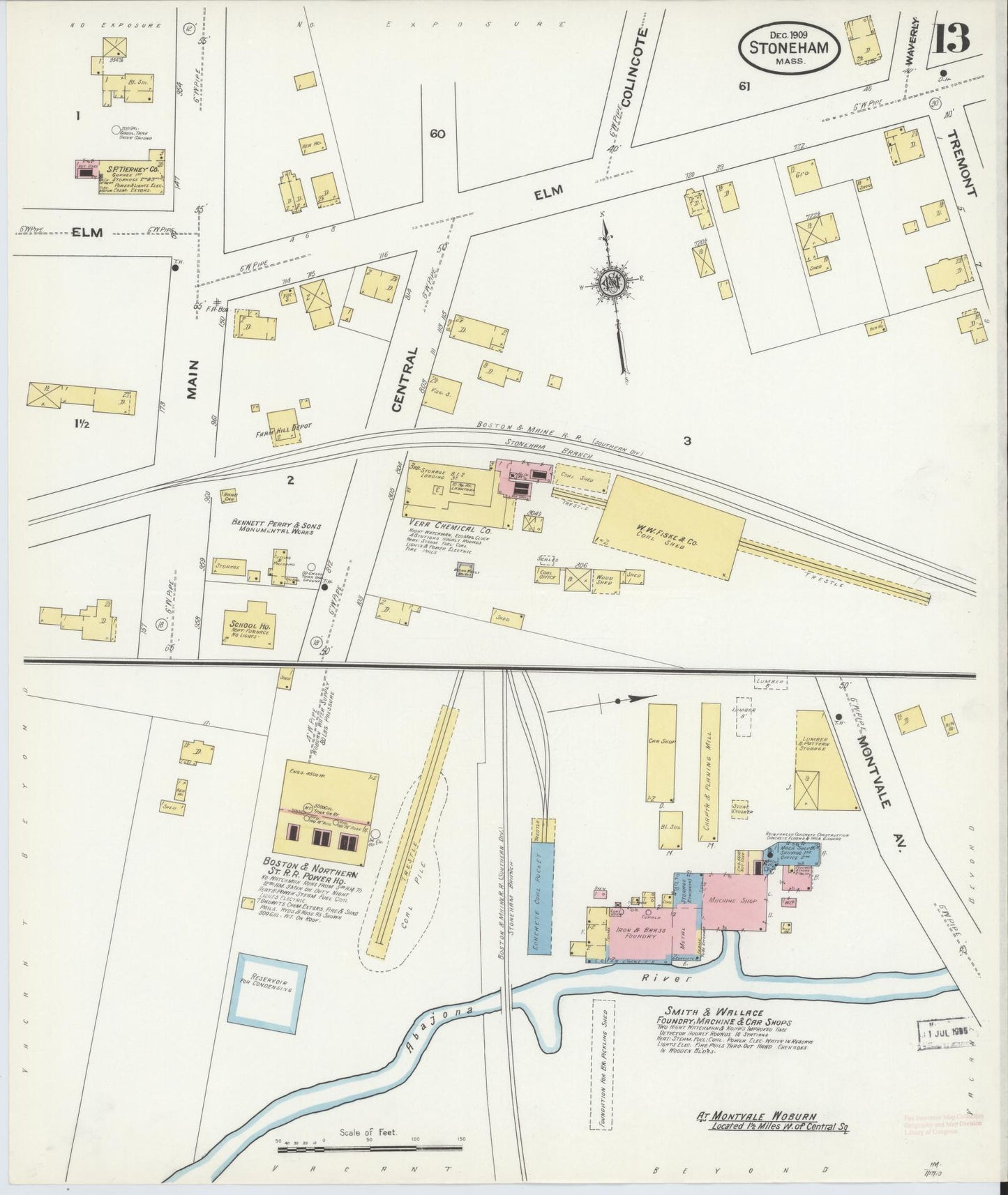 Sanborn Fire Insurance Map from Stoneham, Middlesex County, Massachusetts (1909), Sheet #0013 - Complete Map Set gallery image, historic Sanborn map, vintage wall art, Massachusetts Massachusetts