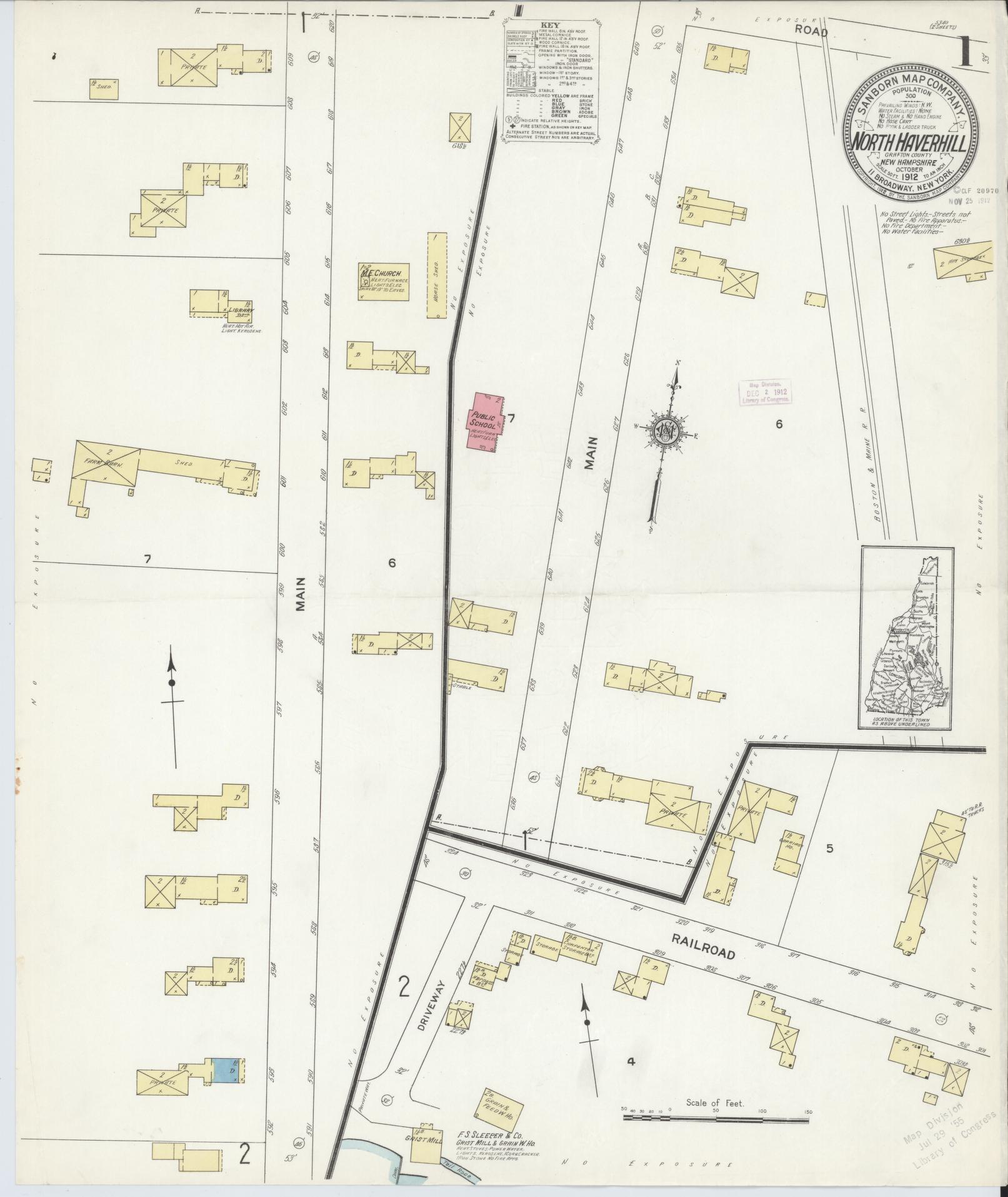 Sanborn Fire Insurance Map from North Haverhill, Grafton County, New Hampshire. (1912) – Historic Sanborn Fire Insurance Map Print