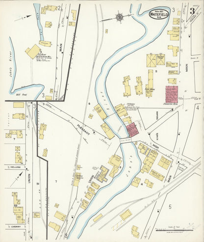Sanborn Fire Insurance Map from Whitefield, Coos County, New Hampshire (1921), Sheet #0003 - Complete Map Set gallery image, historic Sanborn map, vintage wall art, New Hampshire New Hampshire