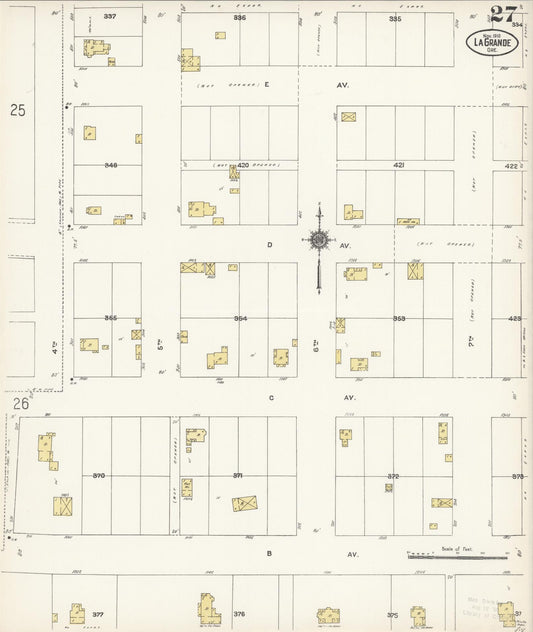 Sanborn Fire Insurance Map from La Grande, Union County, Oregon (1910), Sheet #0027 - Historic Sanborn Fire Insurance Map Print, vintage old map wall art, antique decor, genealogy gift, Oregon Oregon map