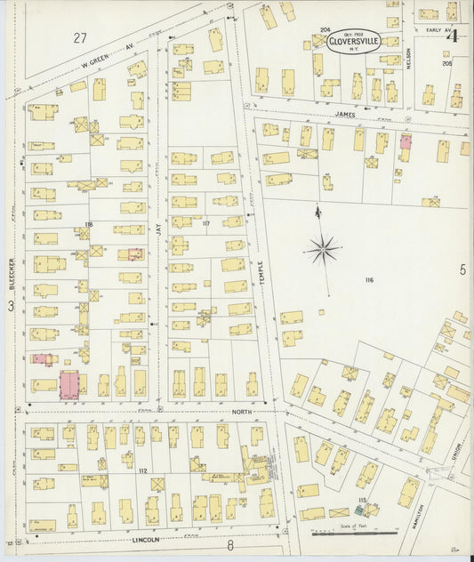 Sanborn Fire Insurance Map from Gloversville, Fulton County, New York (1902), Sheet #0004 - Historic Sanborn Fire Insurance Map Print, vintage old map wall art, antique decor, genealogy gift, New York New York map