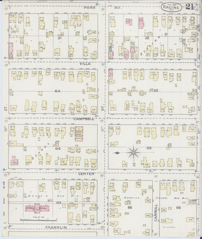 Sanborn Fire Insurance Map from Racine, Racine County, Wisconsin (1887), Sheet #0021 - Complete Map Set gallery image, historic Sanborn map, vintage wall art, Wisconsin Wisconsin