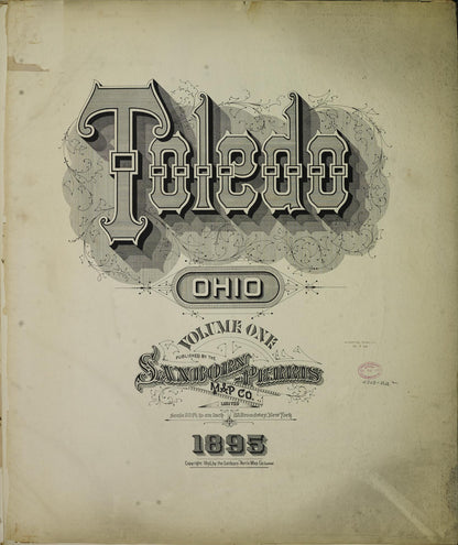 Sanborn Fire Insurance Map from Toledo, Lucas County, Ohio (1895), Sheet #0001 - Historic Sanborn Fire Insurance Map Print, vintage old map wall art, antique decor, genealogy gift, Ohio Ohio map