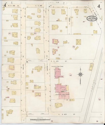 Sanborn Fire Insurance Map from Lancaster, Dallas County, Texas (1939), Sheet #0004 - Complete Map Set gallery image, historic Sanborn map, vintage wall art, Texas Texas