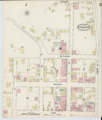 Sanborn Fire Insurance Map from Middleport, Meigs County, Ohio (1888), Sheet #0003 - Complete Map Set gallery image, historic Sanborn map, vintage wall art, Ohio Ohio