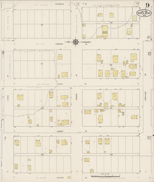 Sanborn Fire Insurance Map from North Bend, Coos County, Oregon (1920), Sheet #0009 - Historic Sanborn Fire Insurance Map Print, vintage old map wall art, antique decor, genealogy gift, Oregon Oregon map