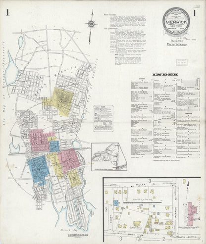 Sanborn Fire Insurance Map from Merrick, Nassau County, New York (1929), Sheet #0001 - Complete Map Set gallery image, historic Sanborn map, vintage wall art, New York New York