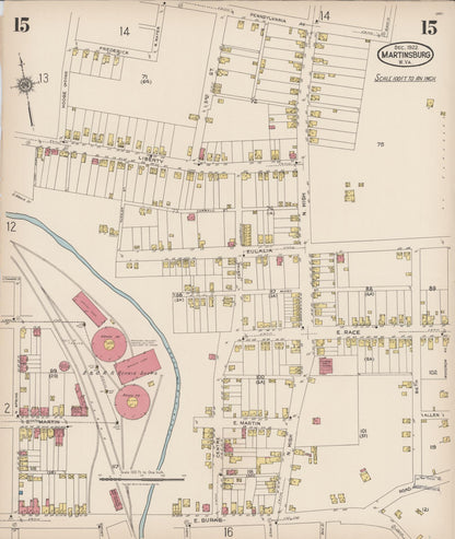 Sanborn Fire Insurance Map from Martinsburg, Berkeley County, West Virginia (1922), Sheet #0015 - Complete Map Set gallery image, historic Sanborn map, vintage wall art, West Virginia West Virginia