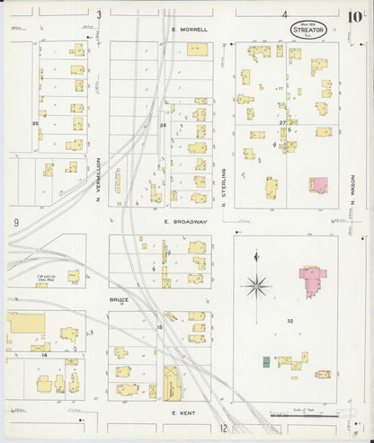 Sanborn Fire Insurance Map from Streator, La Salle County, Illinois (1909), Sheet #0010 - Complete Map Set gallery image, historic Sanborn map, vintage wall art, Illinois Illinois