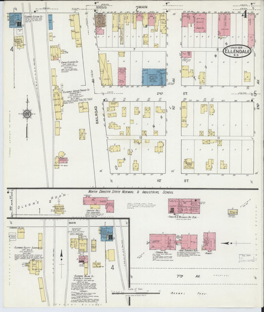 Sanborn Fire Insurance Map from Ellendale, Dickey County, North Dakota (1919), Sheet #0004 - Historic Sanborn Fire Insurance Map Print, vintage old map wall art, antique decor, genealogy gift, North Dakota North Dakota map