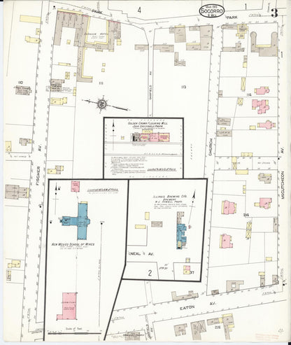 Sanborn Fire Insurance Map from Socorro, Socorro County, New Mexico (1913), Sheet #0003 - Complete Map Set gallery image, historic Sanborn map, vintage wall art, New Mexico New Mexico