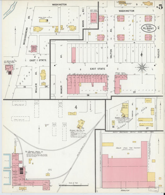 Sanborn Fire Insurance Map from Albany, Delaware County, Indiana (1899), Sheet #0005 - Historic Sanborn Fire Insurance Map Print, vintage old map wall art, antique decor, genealogy gift, Albany Delaware map