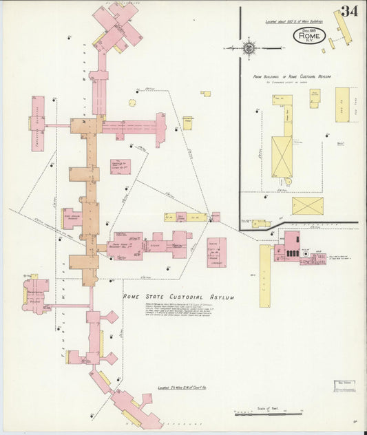 Sanborn Fire Insurance Map from Rome, Oneida County, New York (1909), Sheet #0034 - Historic Sanborn Fire Insurance Map Print, vintage old map wall art, antique decor, genealogy gift, New York New York map