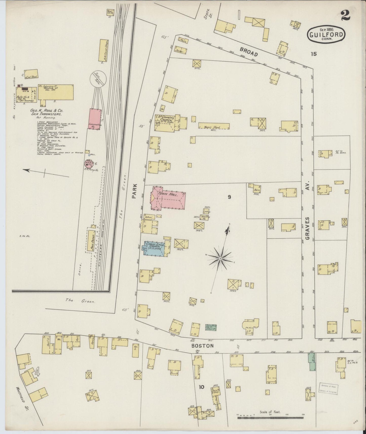 Sanborn Fire Insurance Map from Guilford, New Haven County, Connecticut (1895), Sheet #0002 - Complete Map Set gallery image, historic Sanborn map, vintage wall art, Connecticut Connecticut