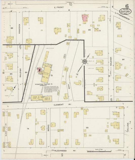 Sanborn Fire Insurance Map from Oxford, Granville County, North Carolina (1915), Sheet #0006 - Historic Sanborn Fire Insurance Map Print, vintage old map wall art, antique decor, genealogy gift, North Carolina North Carolina map