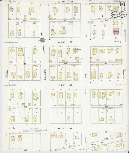 Sanborn Fire Insurance Map from North Platte, Lincoln County, Nebraska (1909), Sheet #0010 - Complete Map Set gallery image, historic Sanborn map, vintage wall art, Nebraska Nebraska