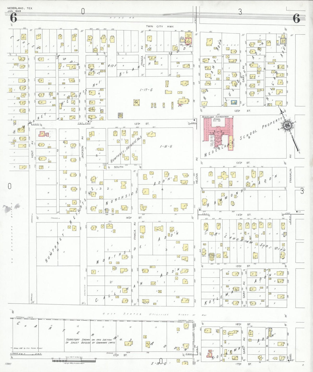 Sanborn Fire Insurance Map from Nederland, Jefferson County, Texas (1949), Sheet #0006 - Complete Map Set gallery image, historic Sanborn map, vintage wall art, Texas Texas