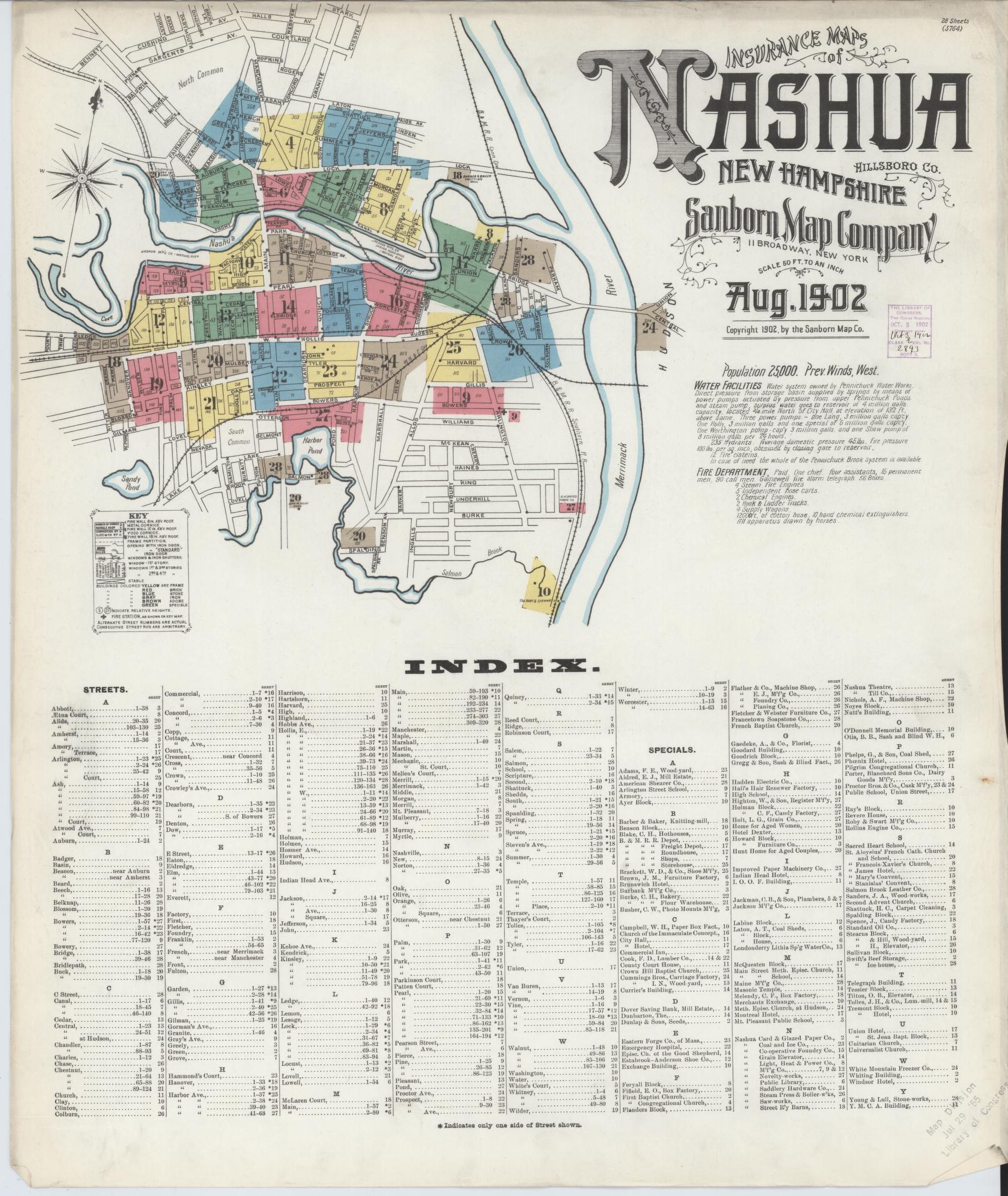 Sanborn Fire Insurance Map from Nashua, Hillsborough County, New Hampshire. (1902) – Historic Sanborn Fire Insurance Map Print