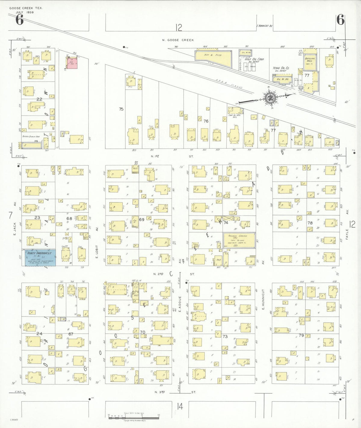 Sanborn Fire Insurance Map from Goose Creek, Harris County, Texas (1939), Sheet #0006 - Complete Map Set gallery image, historic Sanborn map, vintage wall art, Texas Texas