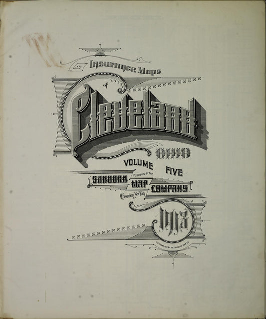 Sanborn Fire Insurance Map from Cleveland, Cuyahoga County, Ohio (1913), Sheet #0001 - Complete Map Set gallery image, historic Sanborn map, vintage wall art, Ohio Ohio