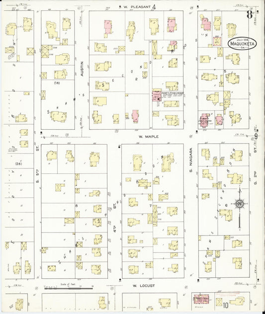 Sanborn Fire Insurance Map from Maquoketa, Jackson County, Iowa (1914), Sheet #0008 - Historic Sanborn Fire Insurance Map Print, vintage old map wall art