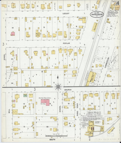 Sanborn Fire Insurance Map from Harrisburg, Saline County, Illinois (1900), Sheet #0004 - Historic Sanborn Fire Insurance Map Print, vintage old map wall art, antique decor, genealogy gift, Illinois Illinois map