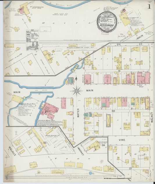 Sanborn Fire Insurance Map from Reedsburg, Sauk County, Wisconsin (1892), Sheet #0001 - Historic Sanborn Fire Insurance Map Print, vintage old map wall art, antique decor, genealogy gift, Wisconsin Wisconsin map