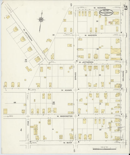 Sanborn Fire Insurance Map from Paulsboro, Gloucester County, New Jersey (1915), Sheet #0002 - Historic Sanborn Fire Insurance Map Print, vintage old map wall art, antique decor, genealogy gift, New Jersey New Jersey map