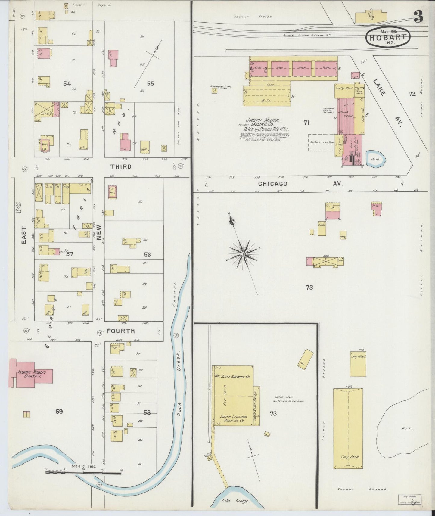 Sanborn Fire Insurance Map from Hobart, Lake County, Indiana (1895), Sheet #0003 - Complete Map Set gallery image, historic Sanborn map, vintage wall art, Indiana Indiana