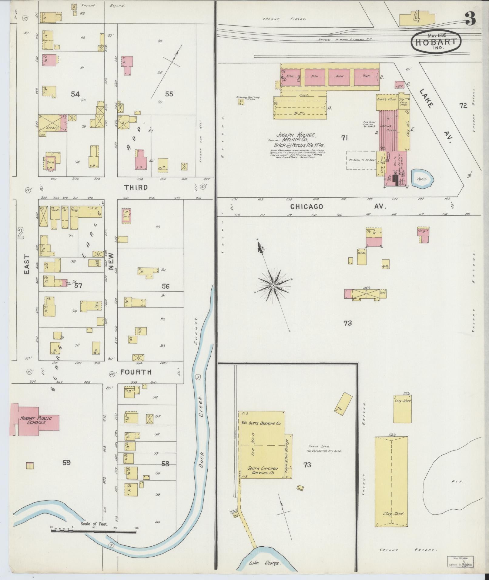 Sanborn Fire Insurance Map from Hobart, Lake County, Indiana (1895), Sheet #0003 - Complete Map Set gallery image, historic Sanborn map, vintage wall art, Indiana Indiana
