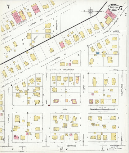 Sanborn Fire Insurance Map from Austin, Mower County, Minnesota (1926), Sheet #0007 - Complete Map Set gallery image, historic Sanborn map, vintage wall art, Minnesota Minnesota