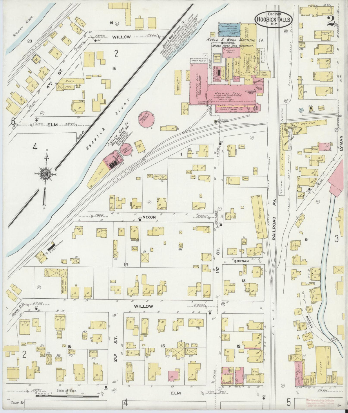 Sanborn Fire Insurance Map from Hoosick Falls, Rensselaer County, New York (1910), Sheet #0002 - Complete Map Set gallery image, historic Sanborn map, vintage wall art, New York New York