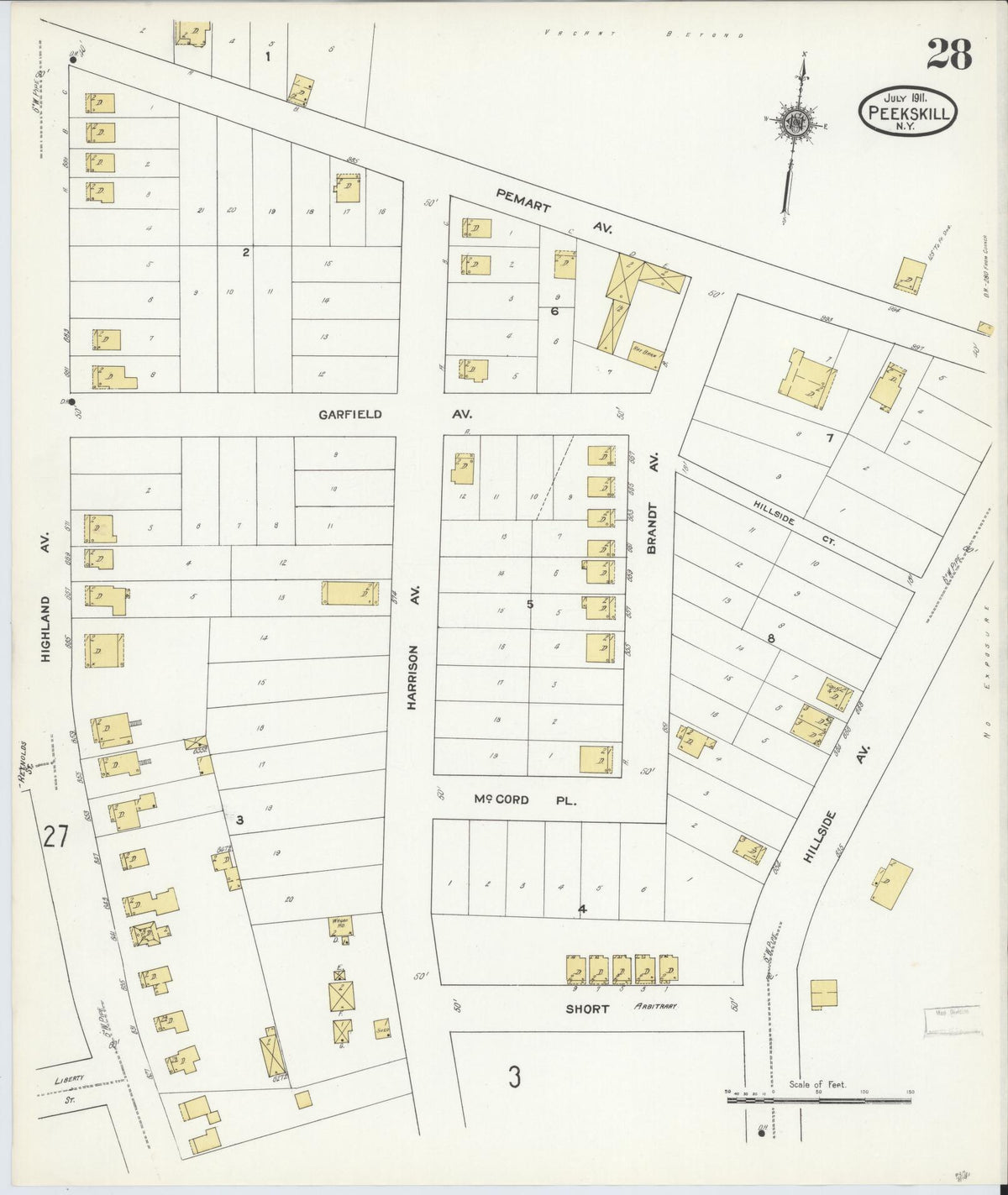 Sanborn Fire Insurance Map from Peekskill, Westchester County, New York (1911), Sheet #0028 - Complete Map Set gallery image, historic Sanborn map, vintage wall art, New York New York