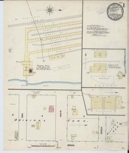 Sanborn Fire Insurance Map from Harrison, Clare County, Michigan (1890), Sheet #0001 - Complete Map Set gallery image, historic Sanborn map, vintage wall art, Michigan Michigan