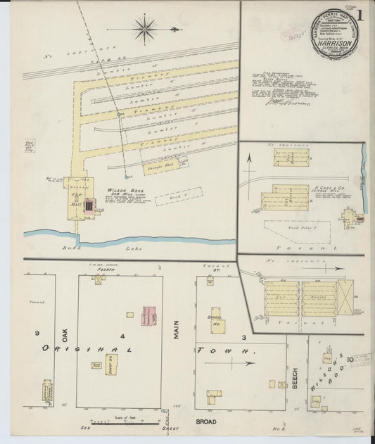 Sanborn Fire Insurance Map from Harrison, Clare County, Michigan (1890), Sheet #0001 - Complete Map Set gallery image, historic Sanborn map, vintage wall art, Michigan Michigan