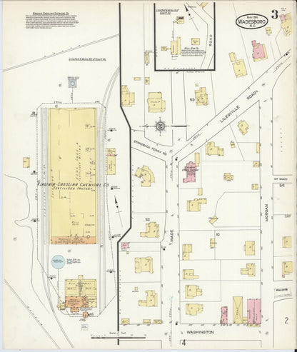 Sanborn Fire Insurance Map from Wadesboro, Anson County, North Carolina (1914), Sheet #0003 - Complete Map Set gallery image, historic Sanborn map, vintage wall art, North Carolina North Carolina