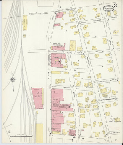 Sanborn Fire Insurance Map from Jellico, Whitley County, Ky., and Campbell County, Tenna, Kentucky (1913), Sheet #0003 - Complete Map Set gallery image, historic Sanborn map, vintage wall art, Kentucky Kentucky