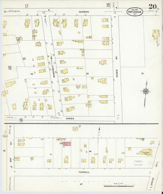Sanborn Fire Insurance Map from Patchogue, Suffolk County, New York (1910), Sheet #0020 - Historic Sanborn Fire Insurance Map Print, vintage old map wall art, antique decor, genealogy gift, New York New York map