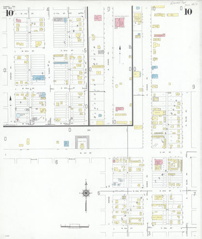 Sanborn Fire Insurance Map from Dumas, Moore County, Texas (1950), Sheet #0010 - Historic Sanborn Fire Insurance Map Print, vintage old map wall art, antique decor, genealogy gift, Texas Texas map