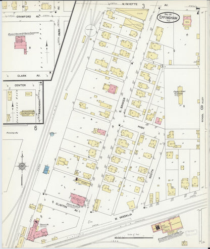 Sanborn Fire Insurance Map from Effingham, Effingham County, Illinois (1911), Sheet #0007 - Historic Sanborn Fire Insurance Map Print, vintage old map wall art, antique decor, genealogy gift, Illinois Illinois map