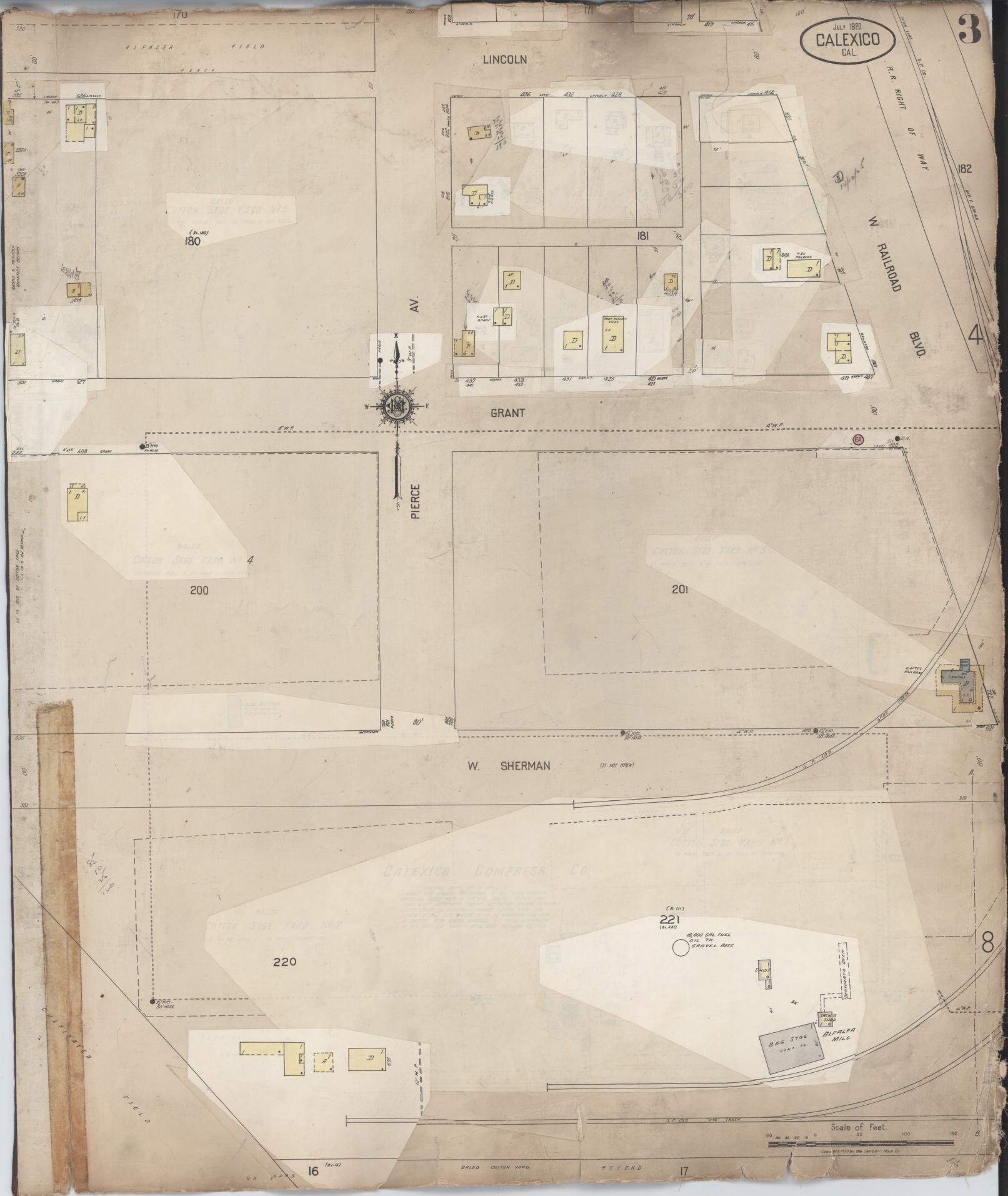 Sanborn Fire Insurance Map from Calexico, Imperial County, California (1956), Sheet #0003 - Complete Map Set gallery image, historic Sanborn map, vintage wall art, California California