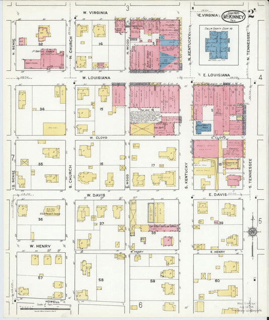 Sanborn Fire Insurance Map from McKinney, Collin County, Texas (1920), Sheet #0002 - Historic Sanborn Fire Insurance Map Print, vintage old map wall art, antique decor, genealogy gift, Texas Texas map
