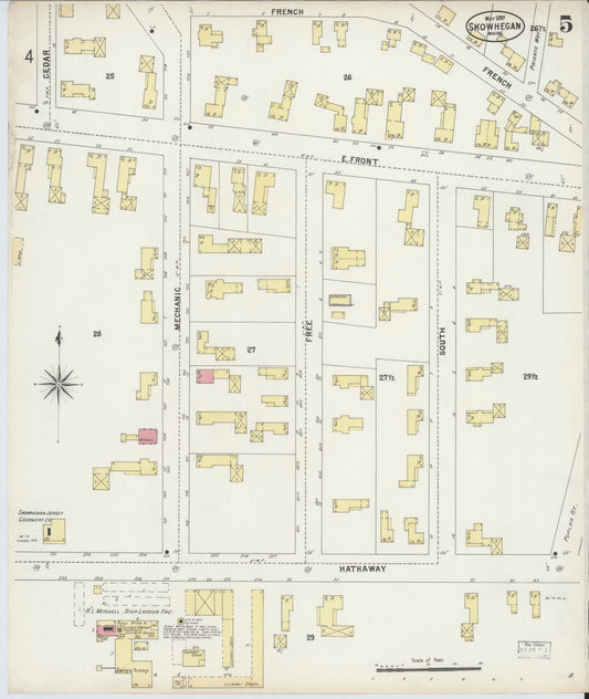 Sanborn Fire Insurance Map from Skowhegan, Somerset County, Maine (1897), Sheet #0005 - Historic Sanborn Fire Insurance Map Print, vintage old map wall art, antique decor, genealogy gift, Maine Maine map