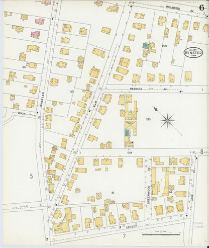 Sanborn Fire Insurance Map from Winsted, Litchfield County, Connecticut (1904), Sheet #0006 - Complete Map Set gallery image, historic Sanborn map, vintage wall art, Connecticut Connecticut