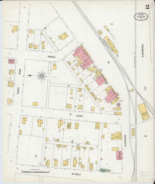Sanborn Fire Insurance Map from Odin, Marion County, Illinois (1899), Sheet #0002 - Historic Sanborn Fire Insurance Map Print, vintage old map wall art, antique decor, genealogy gift, Illinois Illinois map