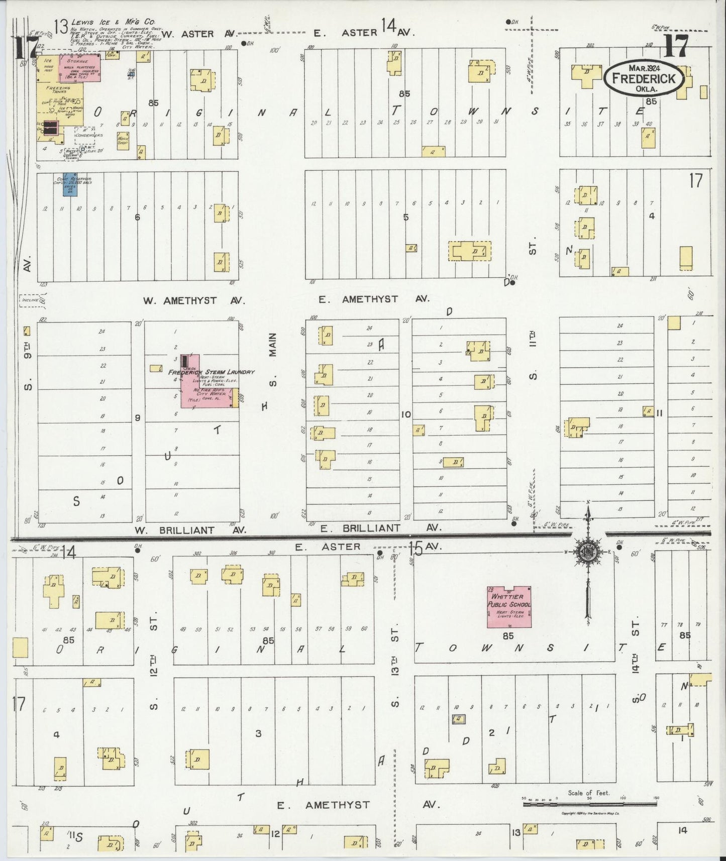 Sanborn Fire Insurance Map from Frederick, Tillman County, Oklahoma (1924), Sheet #0017 - Complete Map Set gallery image, historic Sanborn map, vintage wall art, Oklahoma Oklahoma