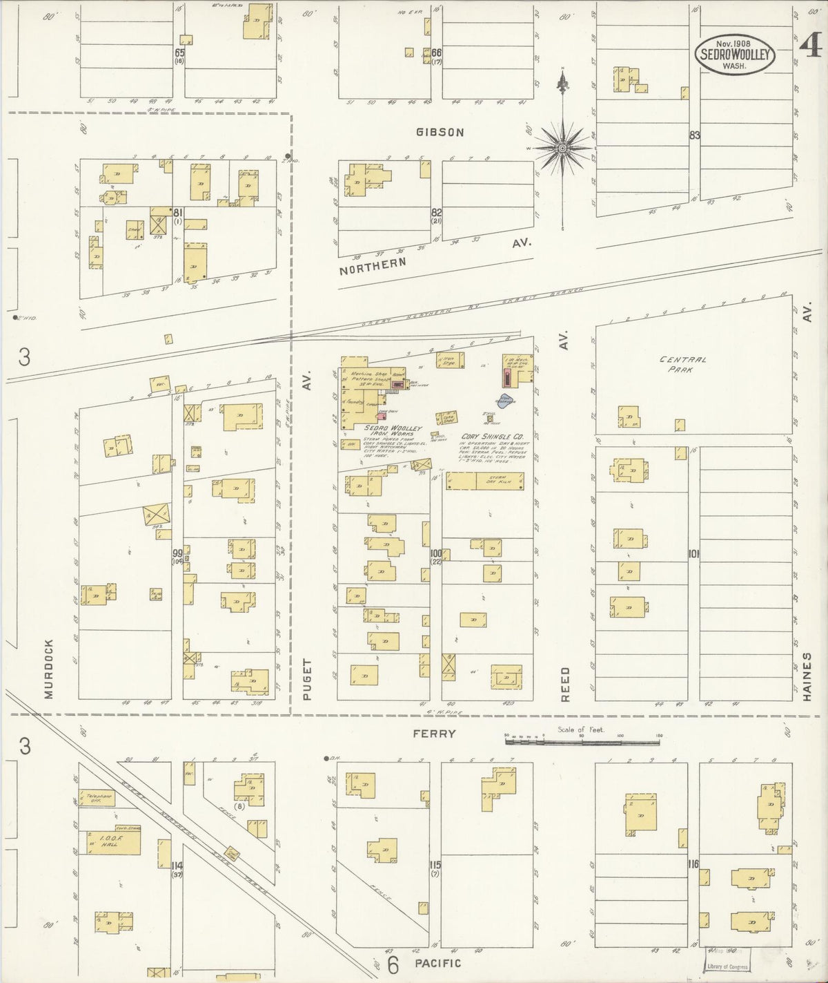 Sanborn Fire Insurance Map from Sedro Woolley, Skagit County, Washington (1907), Sheet #0004 - Historic Sanborn Fire Insurance Map Print, vintage old map wall art, antique decor, genealogy gift, Washington Washington map