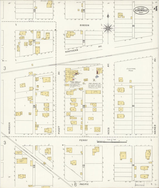 Sanborn Fire Insurance Map from Sedro Woolley, Skagit County, Washington (1907), Sheet #0004 - Historic Sanborn Fire Insurance Map Print, vintage old map wall art, antique decor, genealogy gift, Washington Washington map