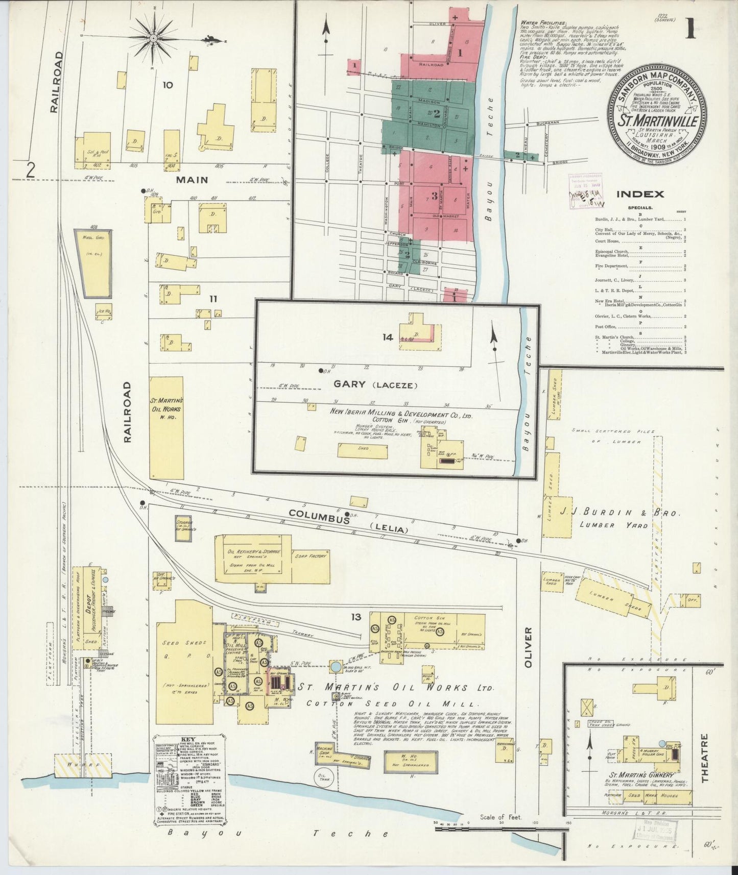 Sanborn Fire Insurance Map from Saint Martinville, Saint Martin Parish, Louisiana. (1909) – Historic Sanborn Fire Insurance Map Print