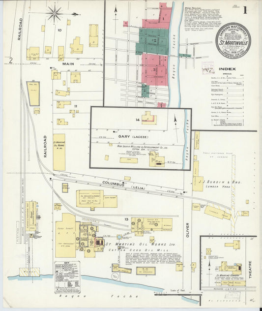 Sanborn Fire Insurance Map from Saint Martinville, Saint Martin Parish, Louisiana. (1909) – Historic Sanborn Fire Insurance Map Print